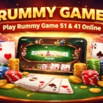Rummy game apps online banner showing rummy game 51 and rummy game 41 with cards, chips and mobile gameplay