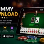Rummy Download Guide showing online rummy app gameplay on a smartphone with cards and gaming interface